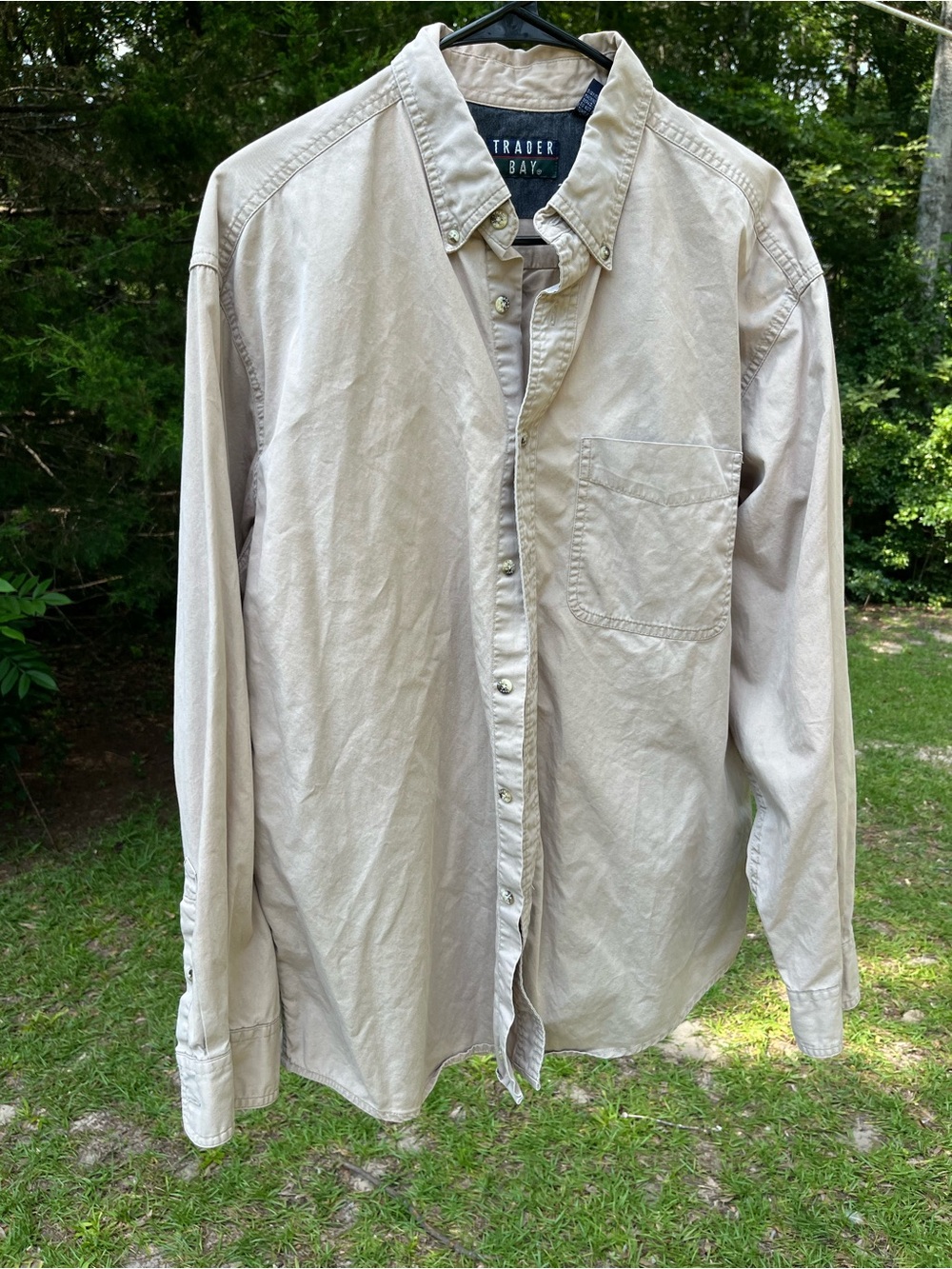 Trader Bay Men's Casual Long-Sleeve Button-Down Shirt - Light Tan